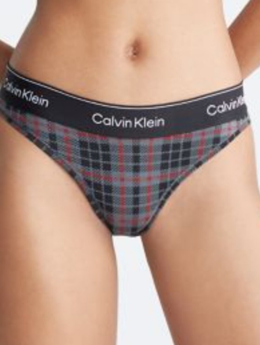 Calvin Klein Med Iconic Cotton Bikini Hipster Panties Black, Grey, & Red Plaid